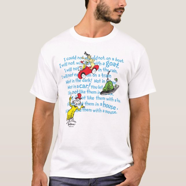 Dr Seuss | Grönt Ägg och Ham Storybook Mönster T Shirt (Framsida)