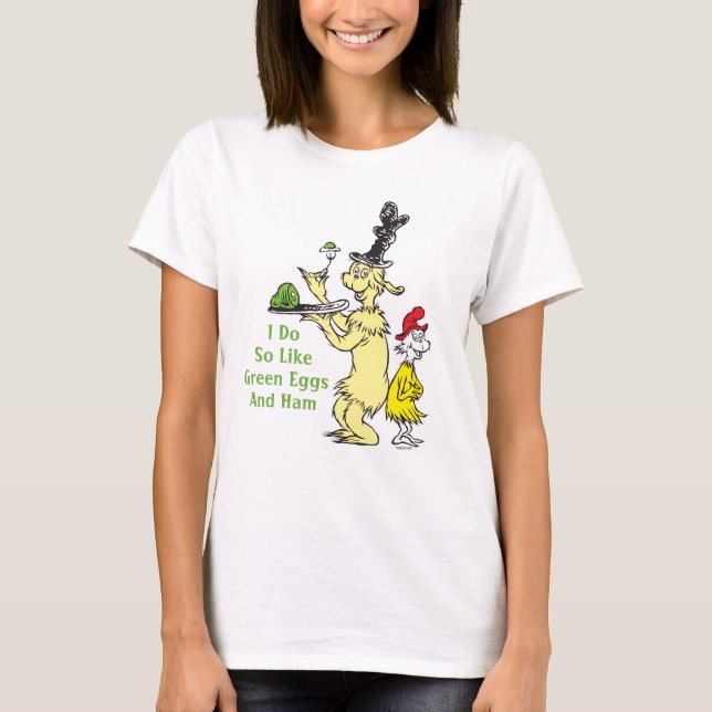 Dr Seuss| Grönt Ägg och ham| Vännen & Sam-I-am T Shirt (Framsida)