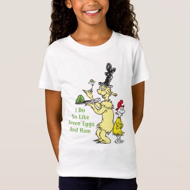 Dr Seuss| Grönt Ägg och ham| Vännen & Sam-I-am T Shirt (Framsida)