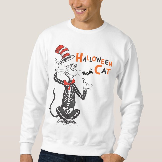 Dr Seuss | Halloween-katt i hatten Lång Ärmad Tröja (Framsida)