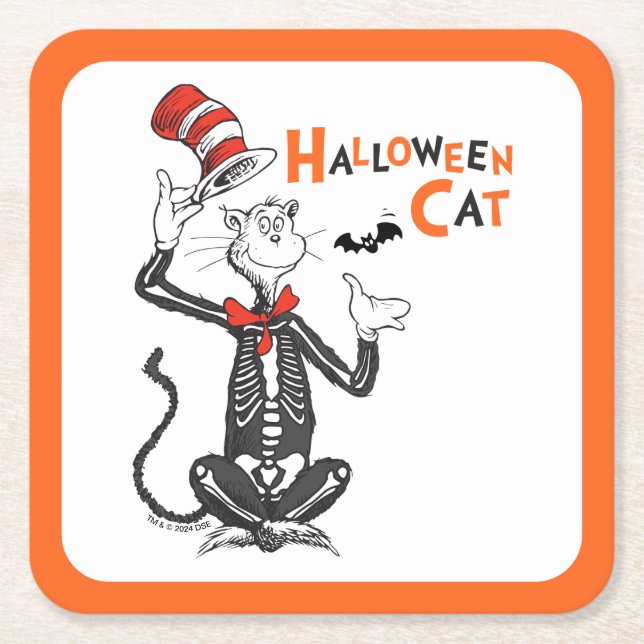 Dr. Seuss | Halloween Katten i hatten Underlägg Papper Kvadrat (Framsidan)