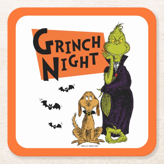 Dr. Seuss | Hallowen Grinch Natt Grafik Underlägg Papper Kvadrat (Framsidan)
