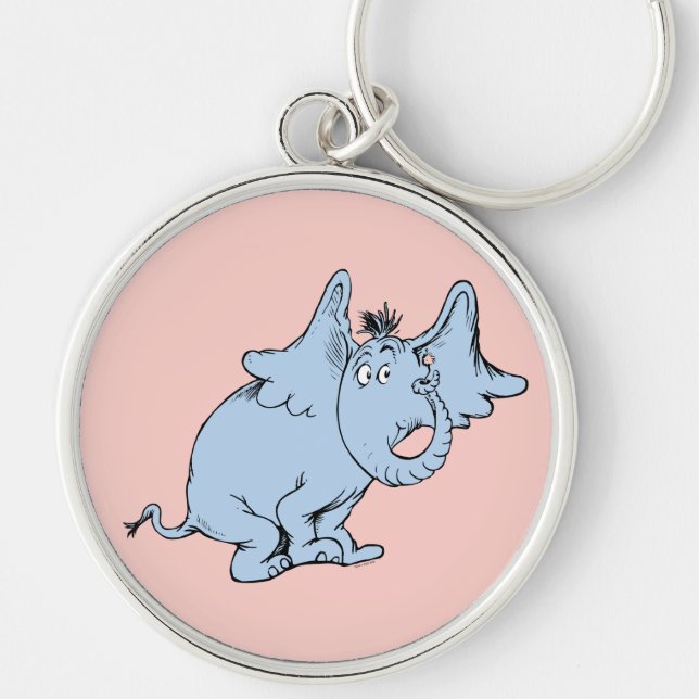 Dr. Seuss | Horton Sidoblick Rund Silverfärgad Nyckelring (Framsidan)