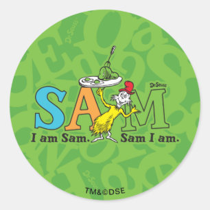 Dr. Seuss   Jag är Sam. Sam är jag. Runt Klistermärke