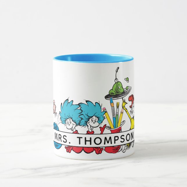 Dr. Seuss-karaktärer & lärarens namn Mugg (Center)