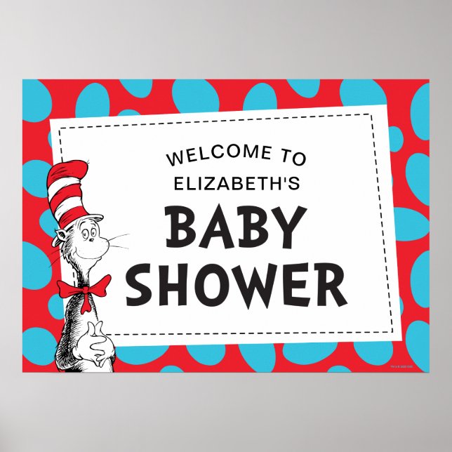 Dr Seuss | Katt i Hat Baby Shower Poster (Framsidan)