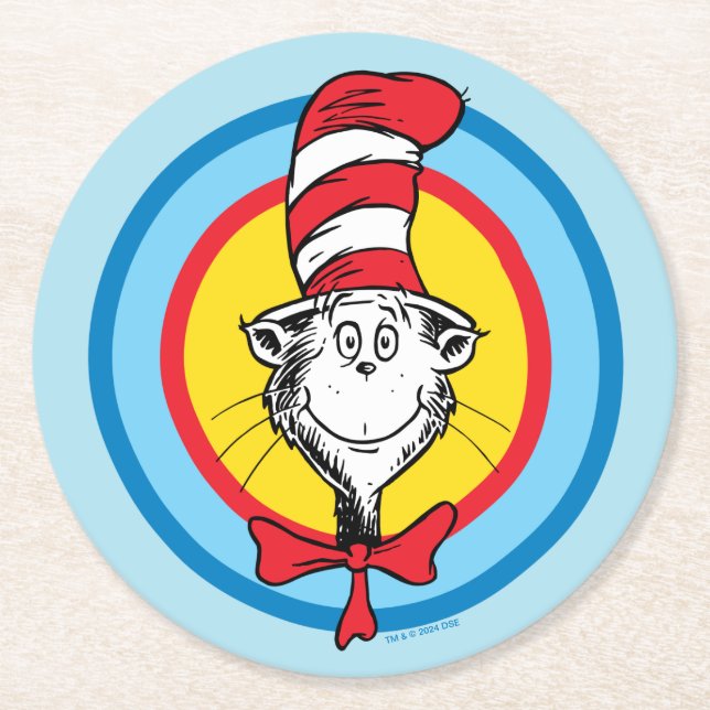 Dr Seuss | Katt i Hat Head Graphic Underlägg Papper Rund (Framsidan)