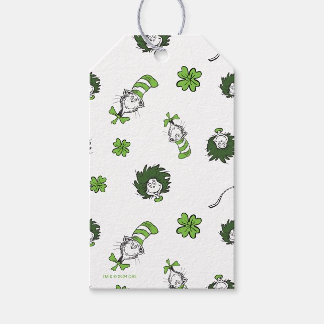 Dr Seuss | Katt i Hat Klöver Mönster Presentetikett (Framsidan)
