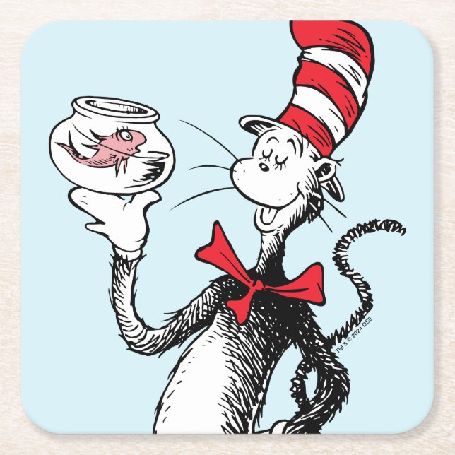 Dr Seuss | Katt i Hat & Krinklebin Underlägg Papper Kvadrat (Framsidan)