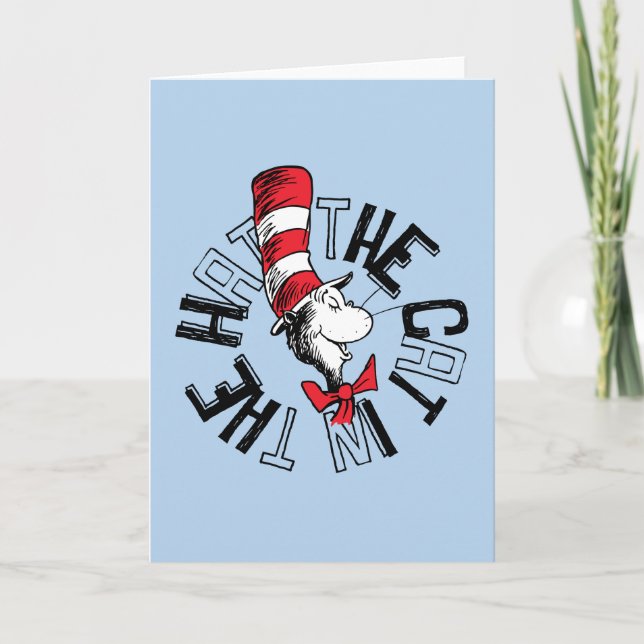 Dr Seuss | Katt i Hat Round Art Kort (Framsida)