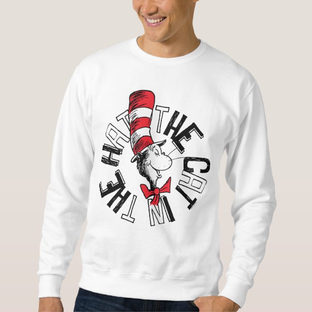Dr Seuss | Katt i Hat Round Art Lång Ärmad Tröja (Framsida)