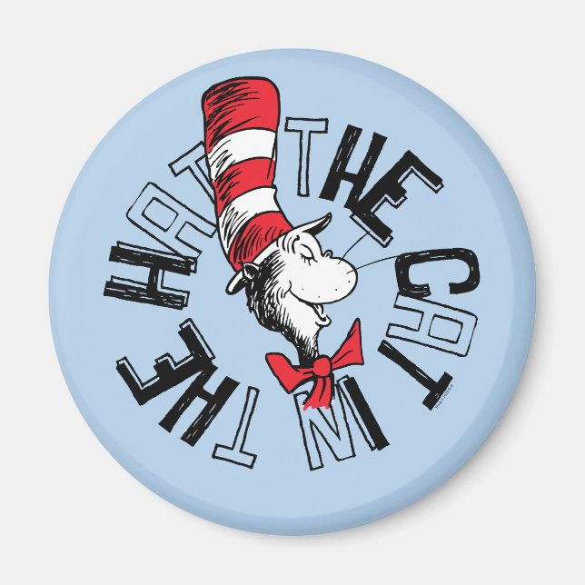 Dr Seuss | Katt i Hat Round Art Magnet (Framsidan)