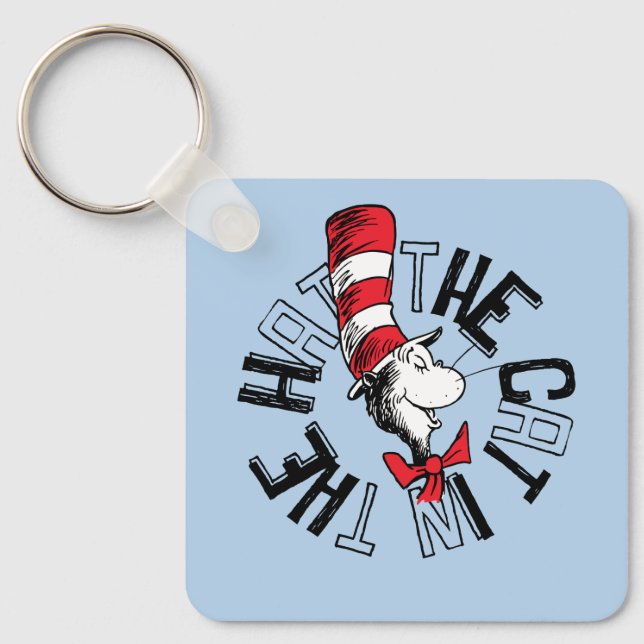 Dr Seuss | Katt i Hat Round Art Nyckelring (Framsida)