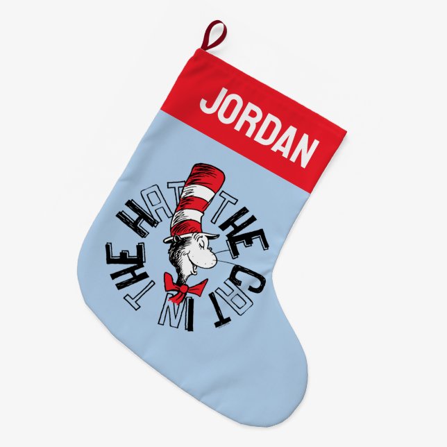 Dr Seuss | Katt i Hat Round Art Stor Julstrumpa (Framsidan (Hängande))
