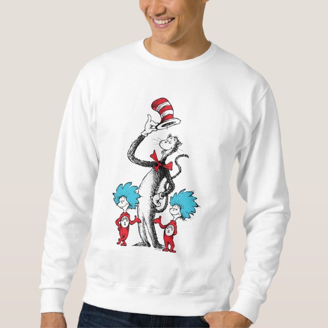 Dr Seuss | Katt i Hat, Sak One och Sak 2 Lång Ärmad Tröja (Framsida)