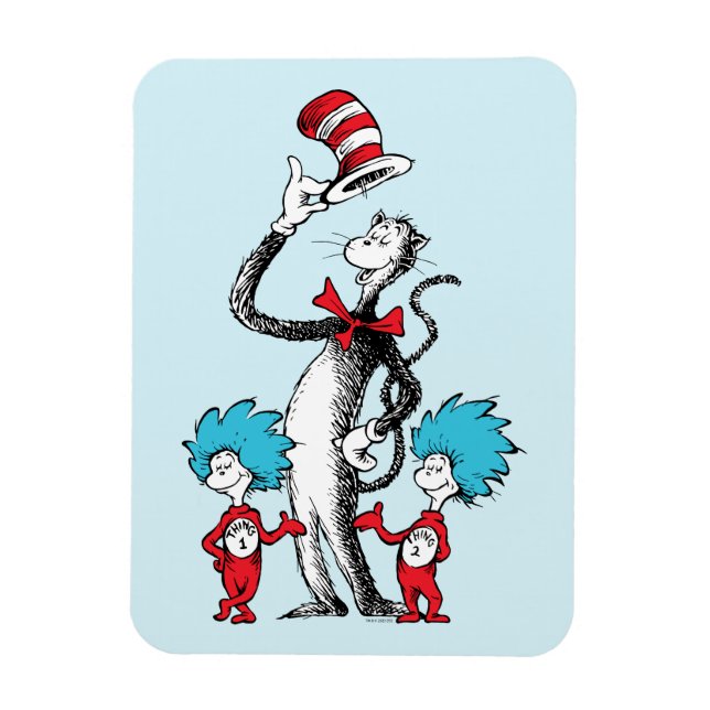 Dr Seuss | Katt i Hat, Sak One och Sak 2 Magnet (Vertikal)