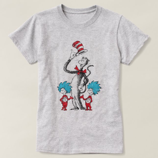 Dr Seuss | Katt i Hat, Sak One och Sak 2 Tee Shirt (Design framsida)
