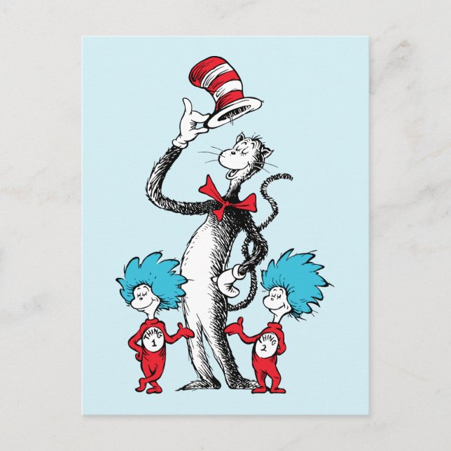 Dr Seuss | Katt i Hat, Sak One och Sak 2 Vykort (Framsida)