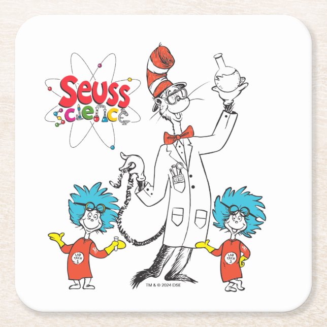 Dr Seuss | Katt i Hat Seuss Science Underlägg Papper Kvadrat (Framsidan)