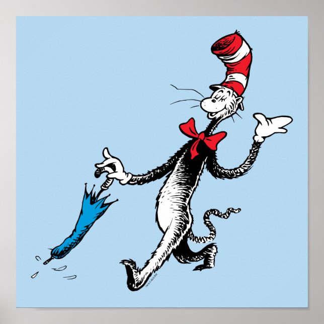 Dr Seuss | Katt i Hat Umbrella Walk Poster (Framsidan)
