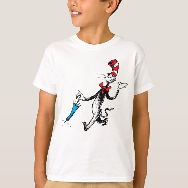 Dr Seuss | Katt i Hat Umbrella Walk T Shirt (Framsida)