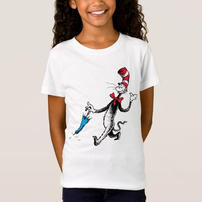 Dr Seuss | Katt i Hat Umbrella Walk T Shirt (Framsida)
