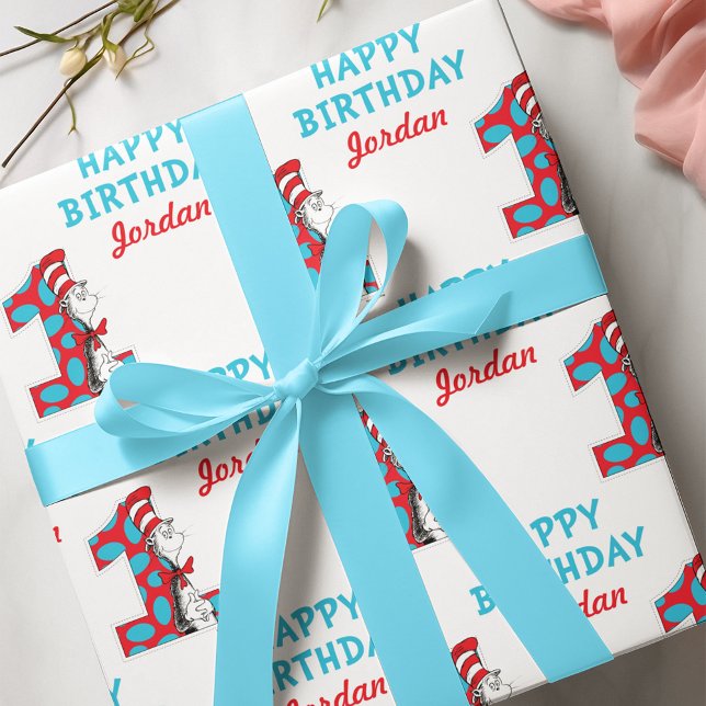 Dr Seuss | Katt på Hat 1:a födelsedagen Presentpapper (Wrapped gift)