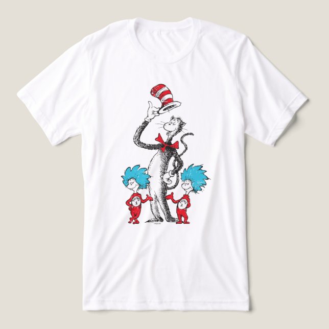 Dr Seuss | Katten i Hat, Sak 1 och Sak 2 T-shirt (Design Framsida)