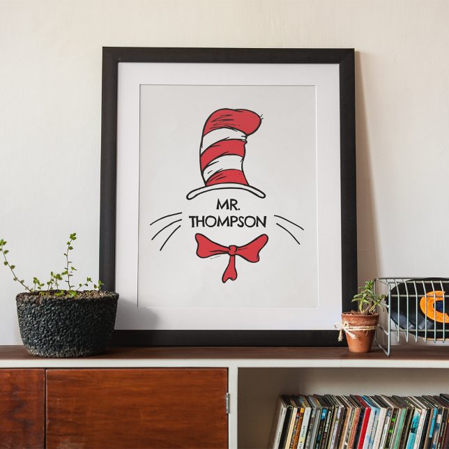 Dr. Seuss | Katten i hatten Anpassat lärarens namn Poster (Poster in frame)