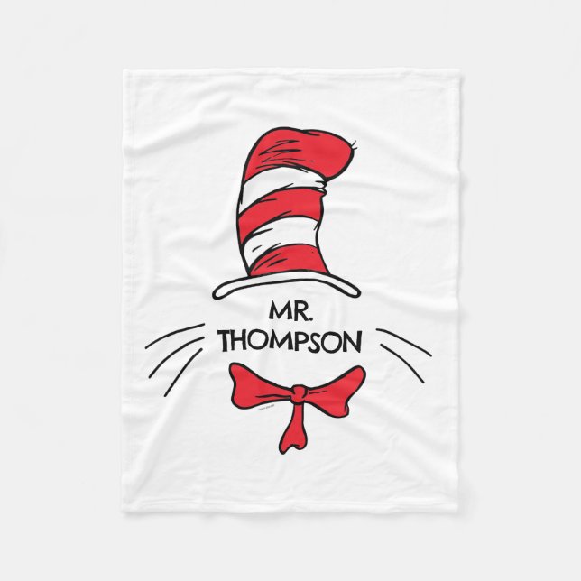 Dr. Seuss | Katten i hatten Anpassat lärarnamn Fleecefilt (Framsidan)