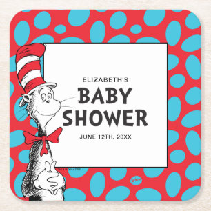 Dr. Seuss Katten i hatten Baby Shower Underlägg Papper Kvadrat