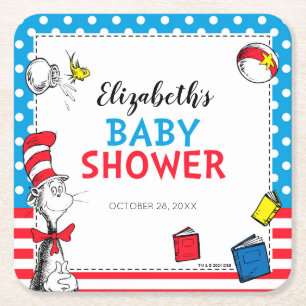 Dr. Seuss - Katten i hatten - Baby Shower Underlägg Papper Kvadrat