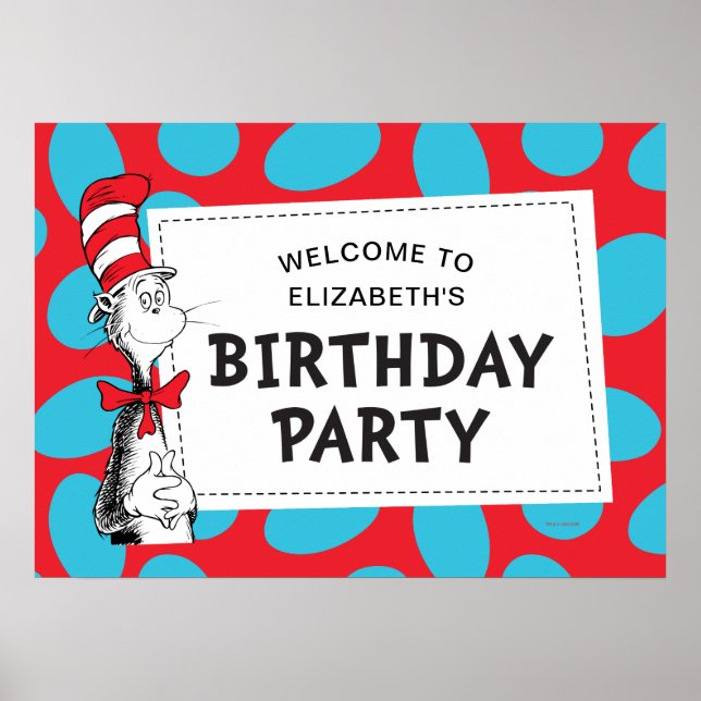 Dr. Seuss | Katten i hatten födelsedagsfest Poster (Framsidan)