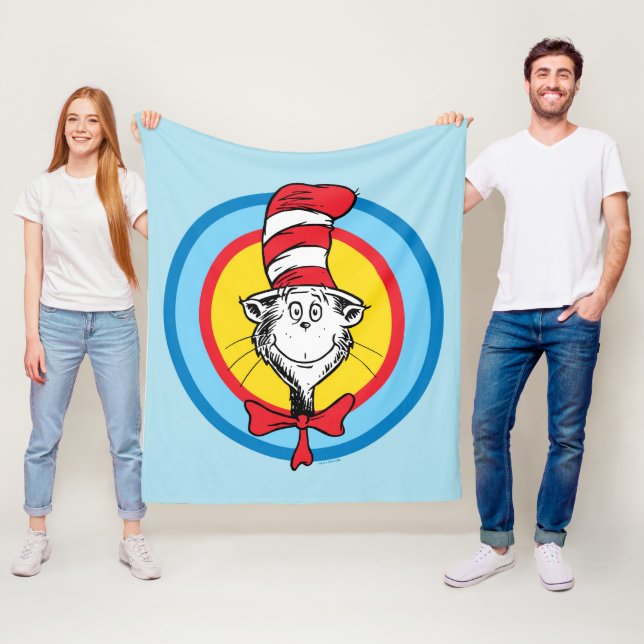 Dr. Seuss | Katten i hatten-huvud-grafik Fleecefilt (På plats)