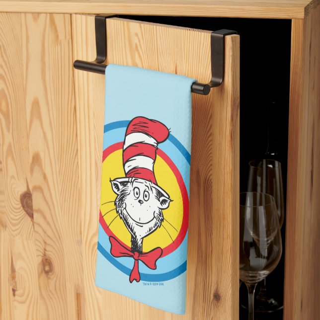 Dr. Seuss | Katten i hatten-huvud-grafik Kökshandduk (Thirds Fold)