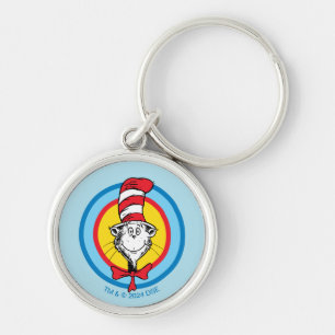 Dr. Seuss   Katten i hatten-huvud-grafik Rund Silverfärgad Nyckelring
