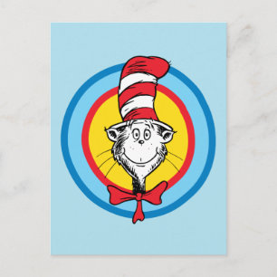 Dr. Seuss Katten i hatten-huvud-grafik Vykort
