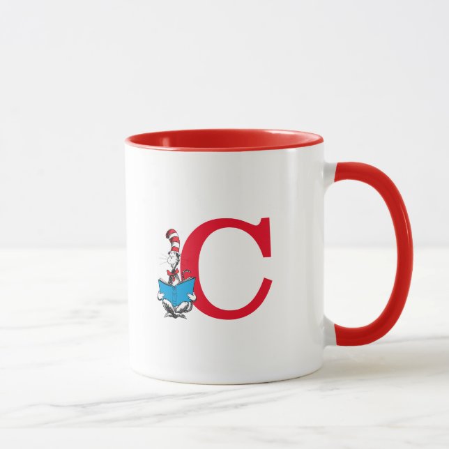 Dr. Seuss Katten i hatten - Läsning Monogram C Mugg (Höger)