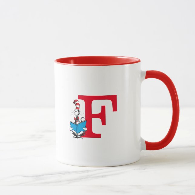 Dr. Seuss Katten i hatten - Läsning Monogram F Mugg (Höger)