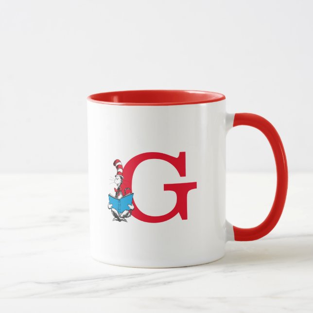 Dr. Seuss Katten i hatten - Läsning Monogram G Mugg (Höger)