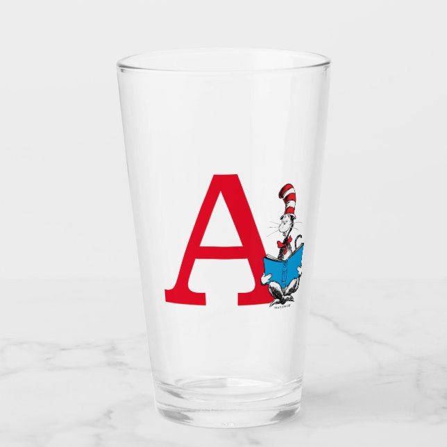Dr. Seuss Katten i hatten - Läsning Monogram Glaskopp (Framsida)