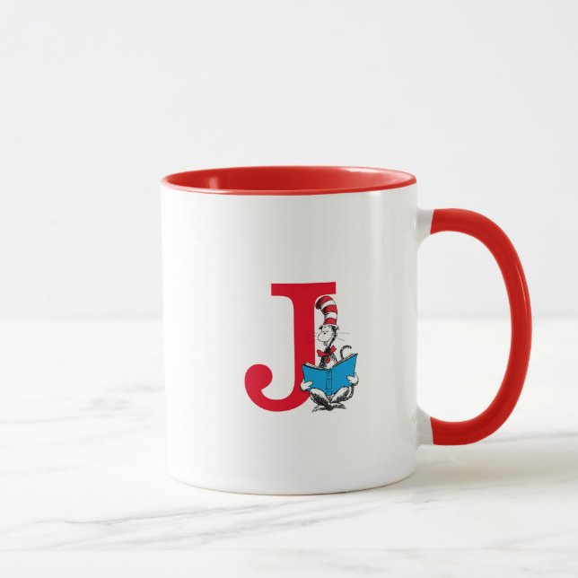 Dr. Seuss Katten i hatten - Läsning Monogram J Mugg (Höger)