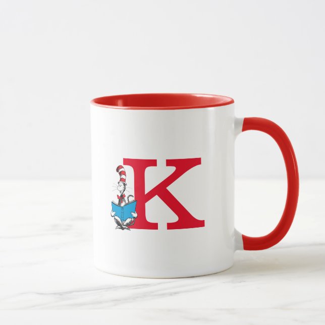 Dr. Seuss Katten i hatten - Läsning Monogram K Mugg (Höger)