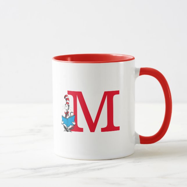 Dr. Seuss Katten i hatten - Läsning Monogram M Mugg (Höger)