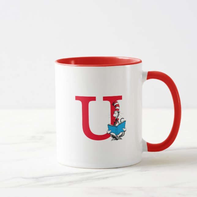 Dr. Seuss Katten i hatten - Läsning Monogram U Mugg (Höger)