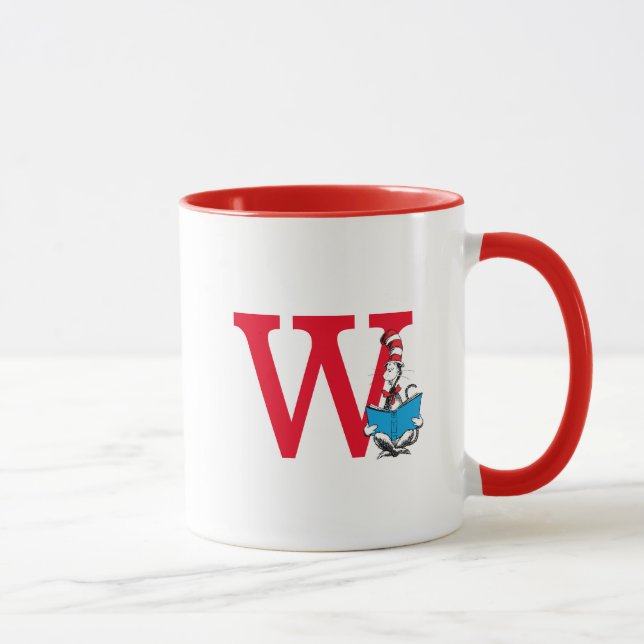 Dr. Seuss Katten i hatten - Läsning Monogram W Mugg (Höger)