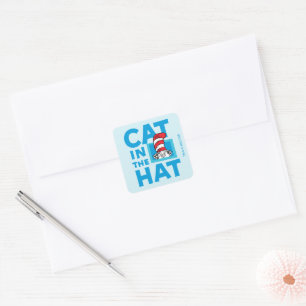 Dr. Seuss   Katten i hatten-logotyp Fyrkantigt Klistermärke