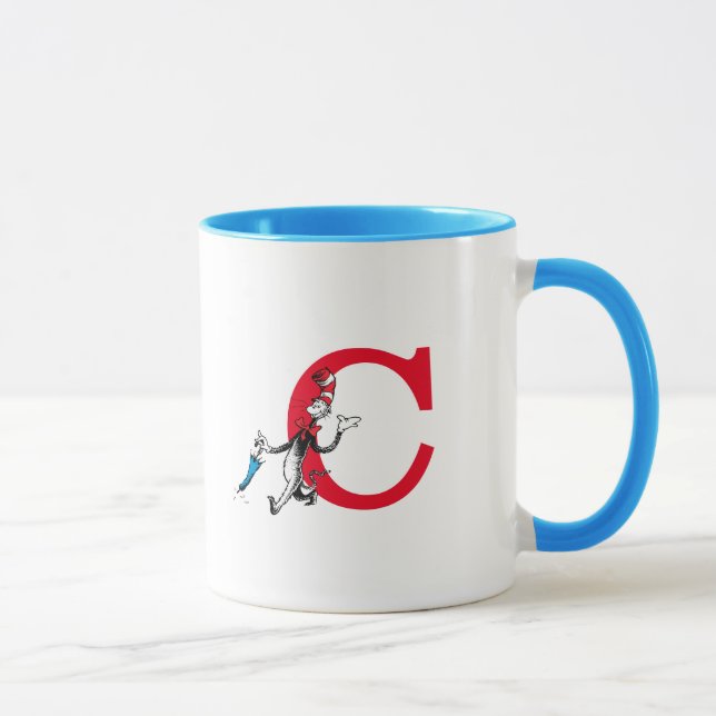 Dr. Seuss Katten i hatten Paraply Promenad Monogra Mugg (Höger)