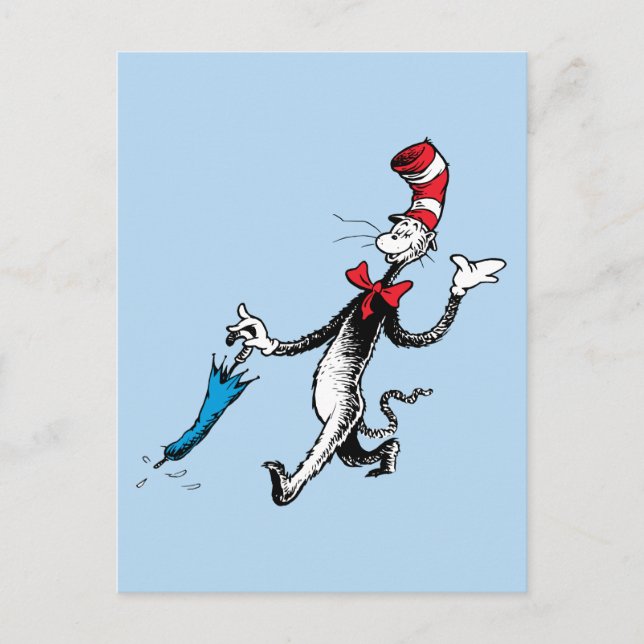 Dr. Seuss | Katten i hatten-paraplypromenad Vykort (Framsida)