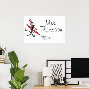 Dr. Seuss Katten i hatten Skrivet namn Poster